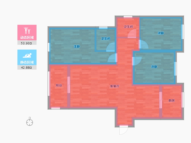 湖北省-黄冈市-翡翠一品-85.82-户型库-动静分区