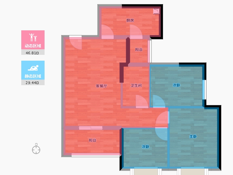 四川省-成都市-恒大未来城-67.67-户型库-动静分区