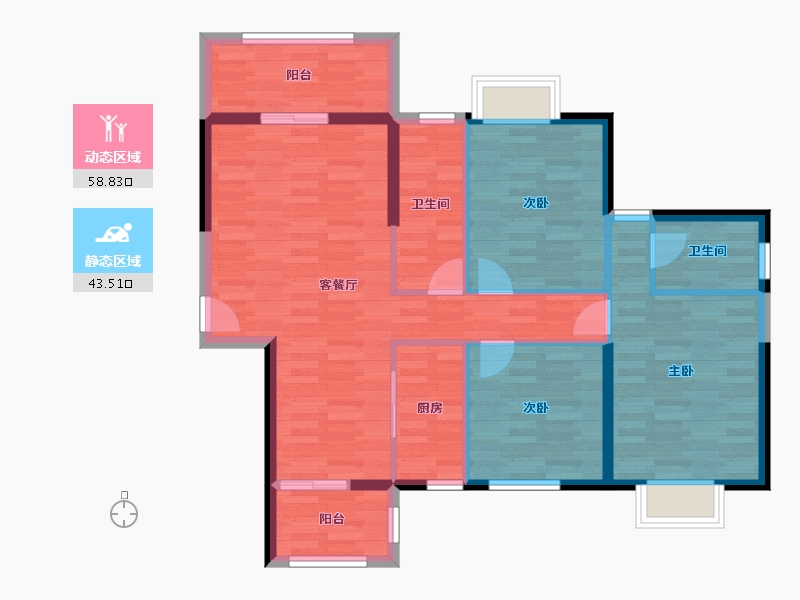 海南省-海口市-楠滨华庭-92.07-户型库-动静分区