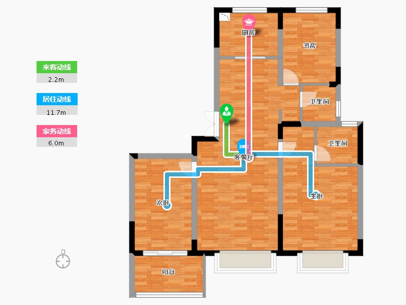 江苏省-扬州市-边城香榭里8号-94.00-户型库-动静线