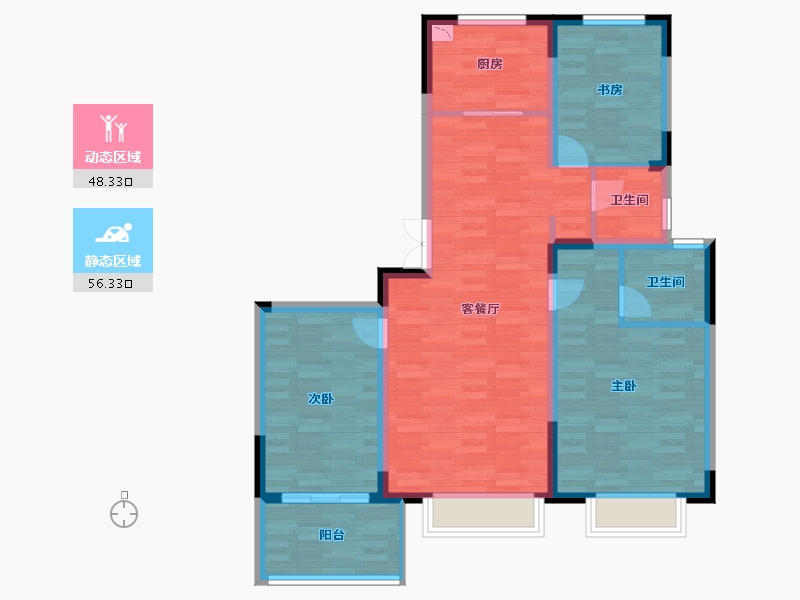 江苏省-扬州市-边城香榭里8号-94.00-户型库-动静分区