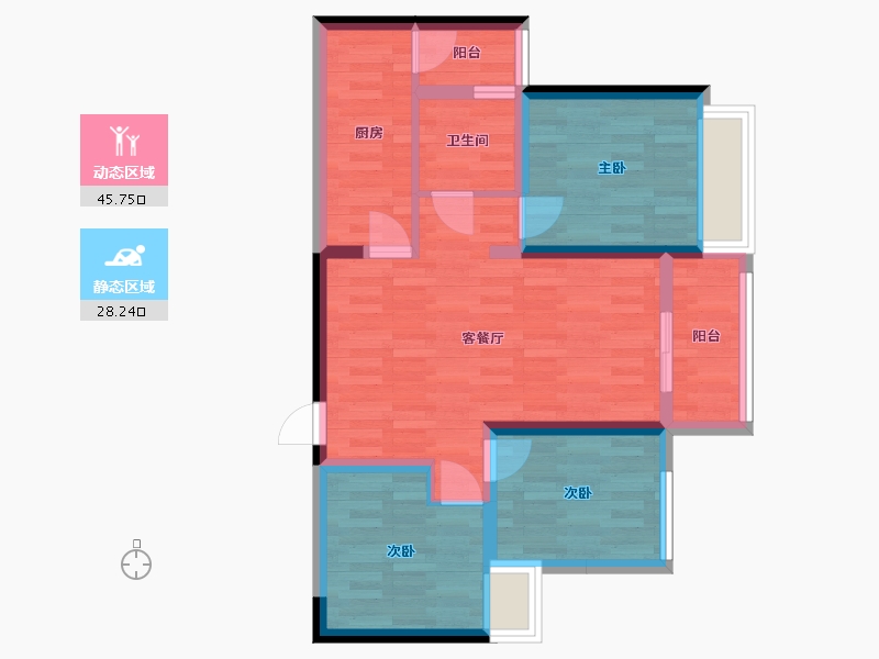 重庆-重庆市-金科中建集美阳光-64.53-户型库-动静分区