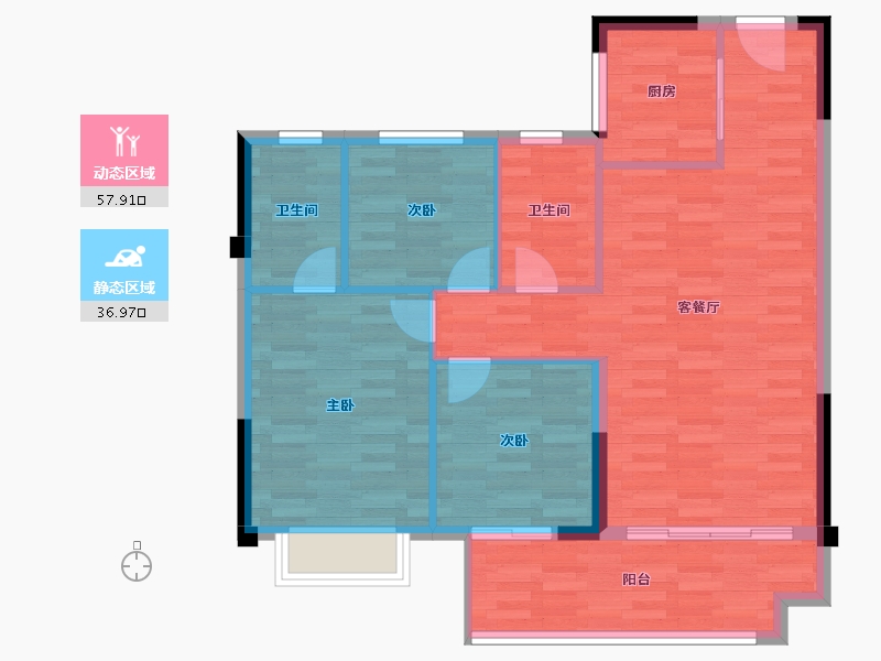 福建省-龙岩市-碧桂园-86.50-户型库-动静分区