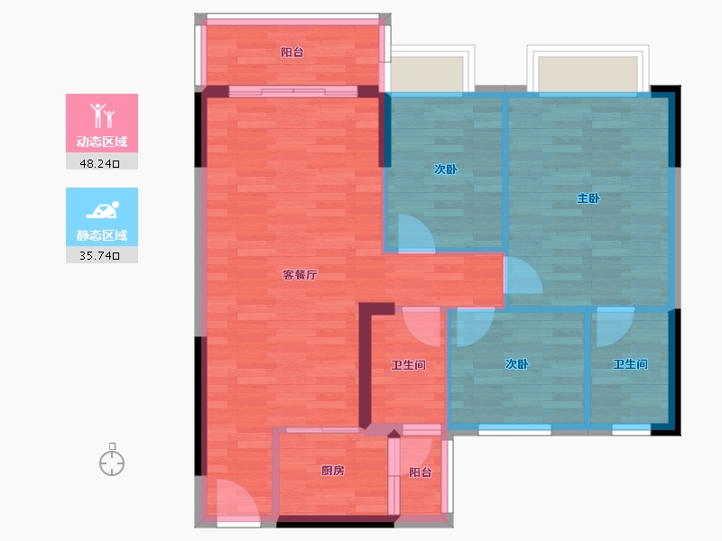 广东省-江门市-汇侨新城-75.51-户型库-动静分区