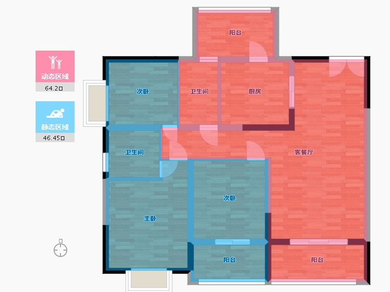 广西壮族自治区-南宁市-凯业花园一区-97.45-户型库-动静分区