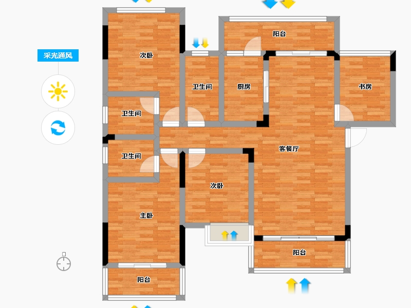 四川省-南充市-翡翠城-117.04-户型库-采光通风