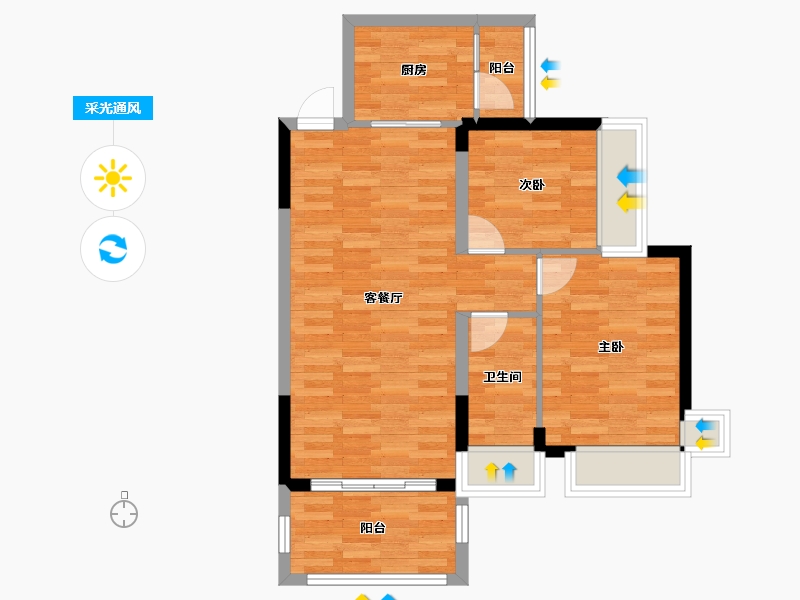 湖南省-衡阳市-银泰红城-65.70-户型库-采光通风