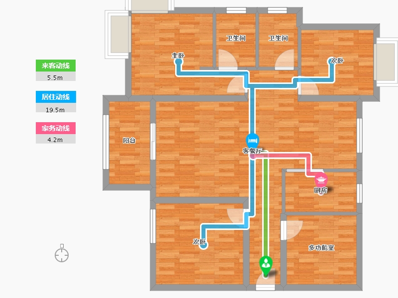 浙江省-嘉兴市-秋江花苑-95.28-户型库-动静线