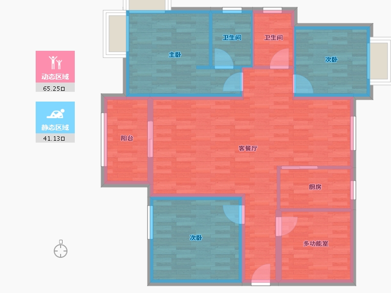 浙江省-嘉兴市-秋江花苑-95.28-户型库-动静分区