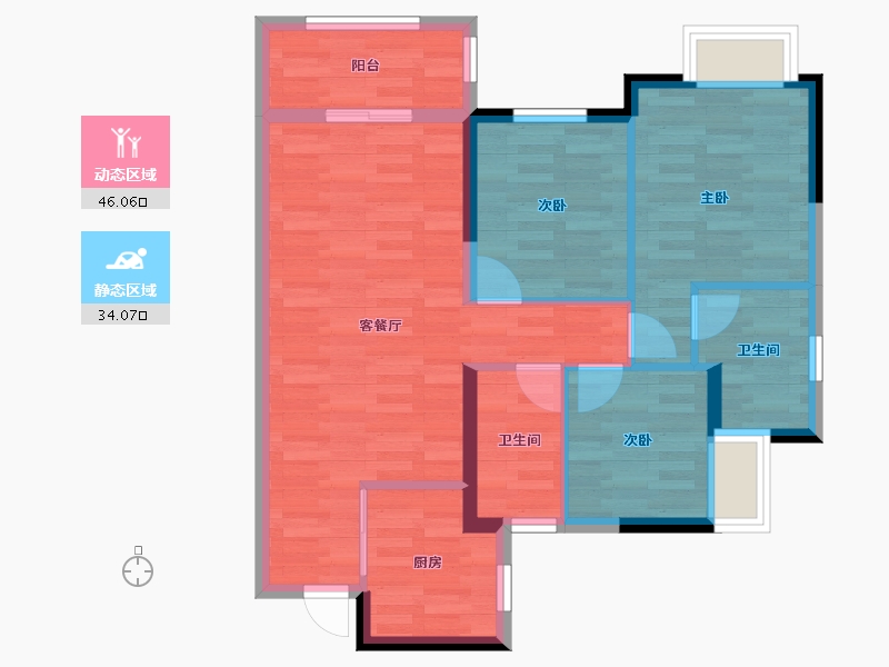 广东省-江门市-万象华府-71.36-户型库-动静分区