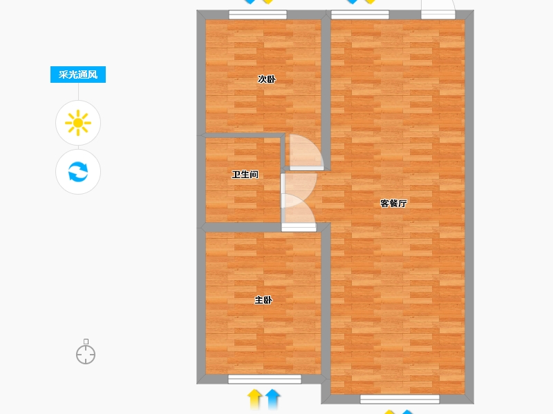 内蒙古自治区-呼和浩特市-万锦领秀二期-70.44-户型库-采光通风