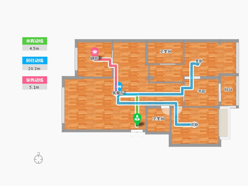 浙江省-台州市-谢家村小区7楼-125.99-户型库-动静线