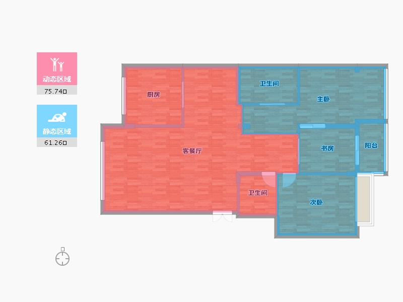 浙江省-台州市-谢家村小区7楼-125.99-户型库-动静分区