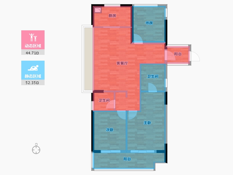 浙江省-宁波市-绿地听海苑-87.15-户型库-动静分区