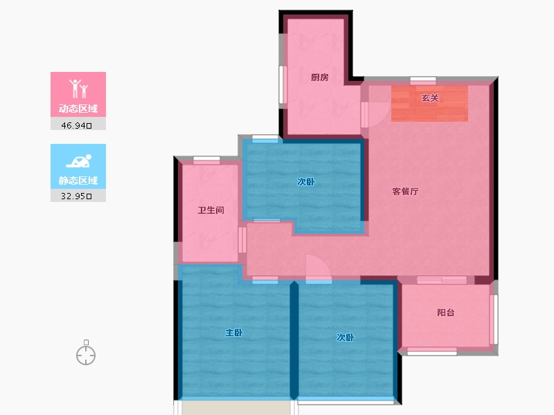 河南省-郑州市-中海万锦熙岸-70.40-户型库-动静分区