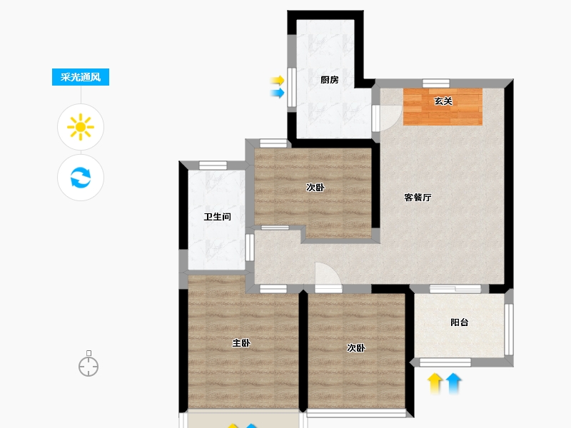 河南省-郑州市-中海万锦熙岸-70.40-户型库-采光通风