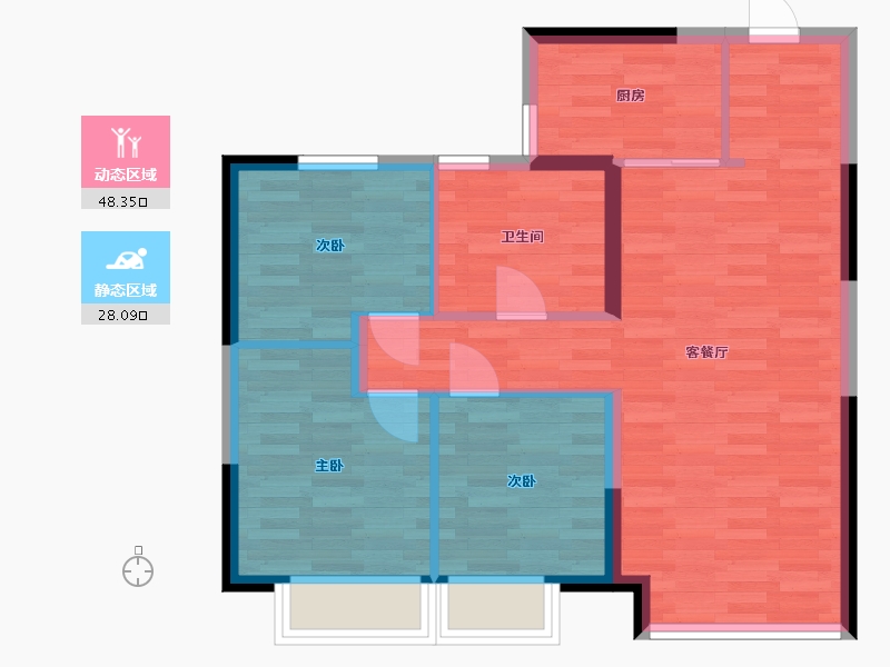 辽宁省-沈阳市-恒大盛京珺庭-68.64-户型库-动静分区