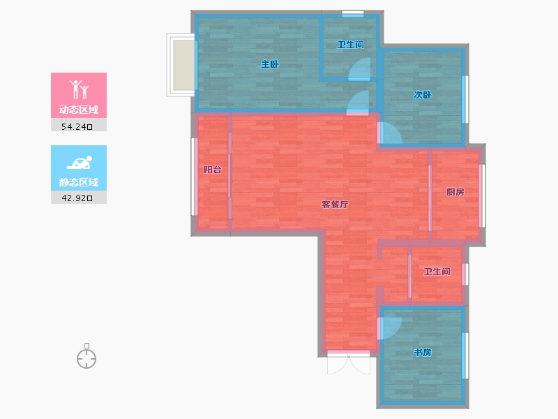 宁夏回族自治区-银川市-世纪天骄-86.88-户型库-动静分区