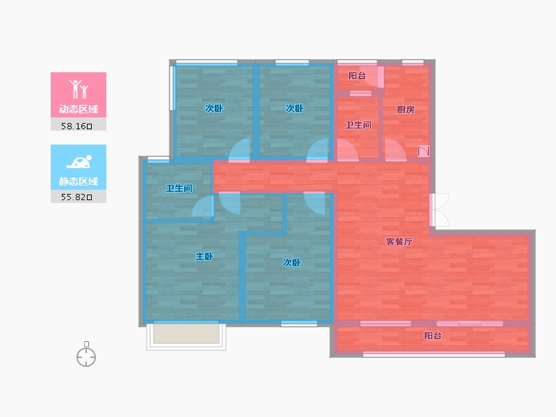 四川省-内江市-创宇叠翠府-100.73-户型库-动静分区