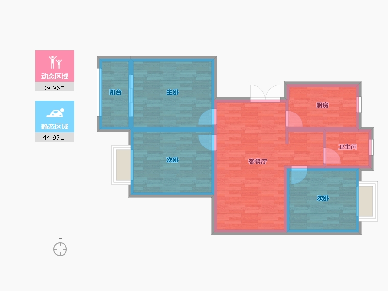 江苏省-宿迁市-鹏润・格林上郡-75.49-户型库-动静分区