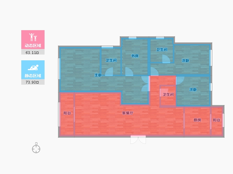 内蒙古自治区-鄂尔多斯市-城投 玉园-123.18-户型库-动静分区