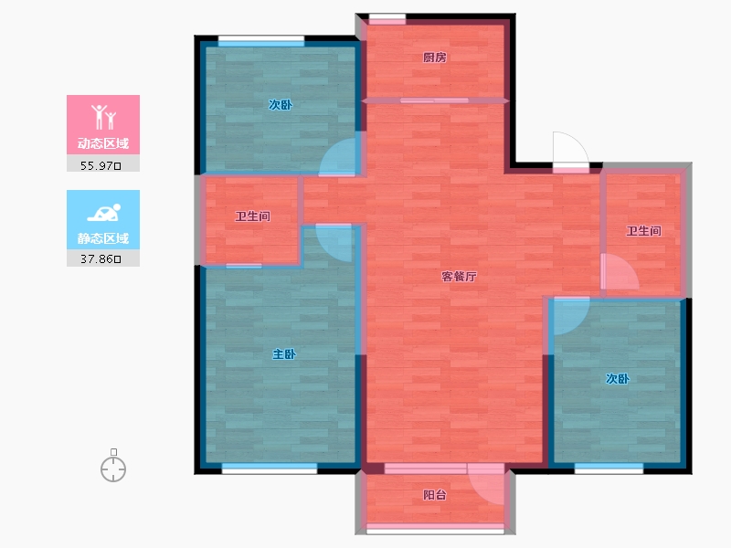 河北省-廊坊市-温泉新都孔雀城-84.19-户型库-动静分区