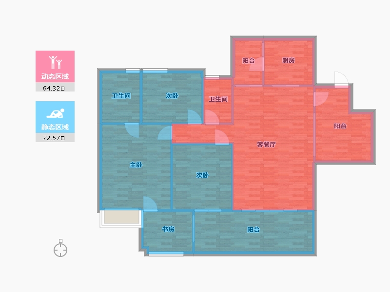 重庆-重庆市-雍林雅苑-126.48-户型库-动静分区