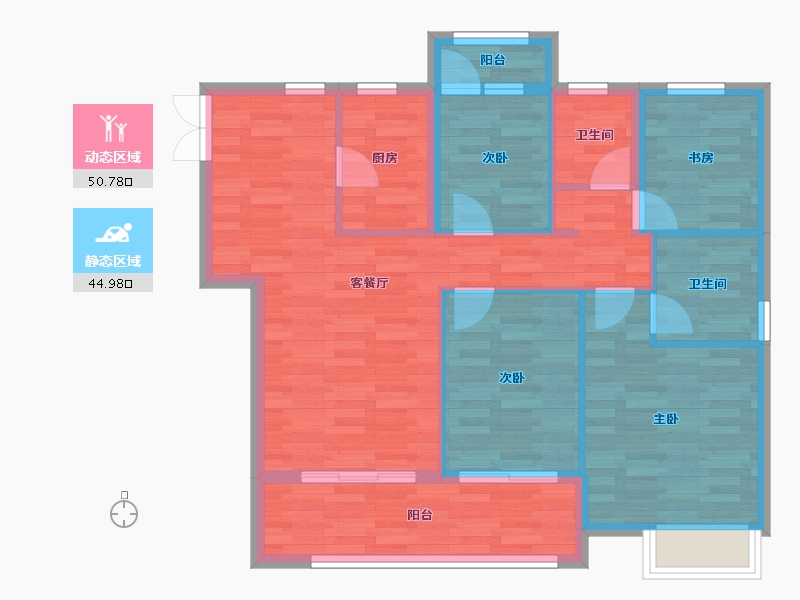 浙江省-嘉兴市-金泰时尚花苑-86.01-户型库-动静分区