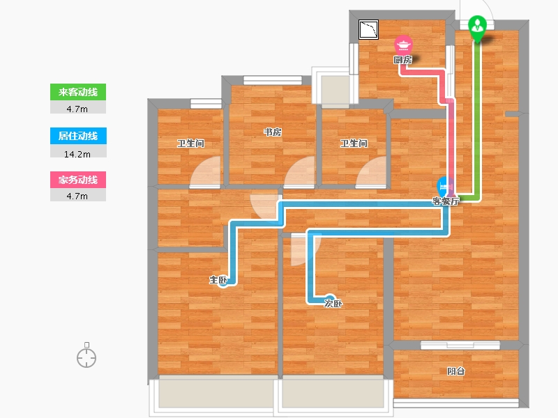 浙江省-杭州市-庆丰拥涛府-72.88-户型库-动静线