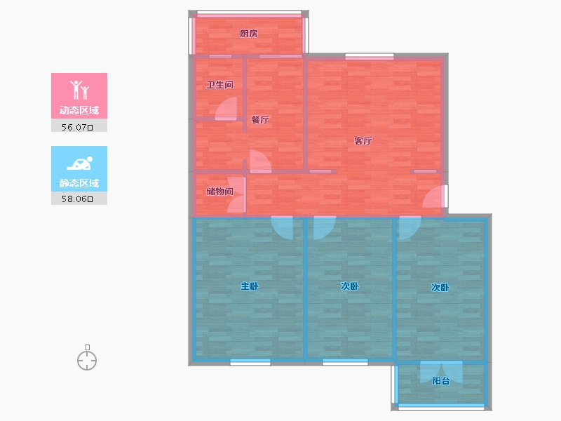 天津-天津市-兴安里-104.64-户型库-动静分区