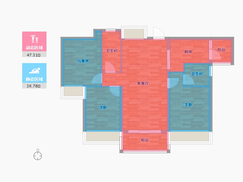 广东省-中山市-碧欣花园-75.09-户型库-动静分区