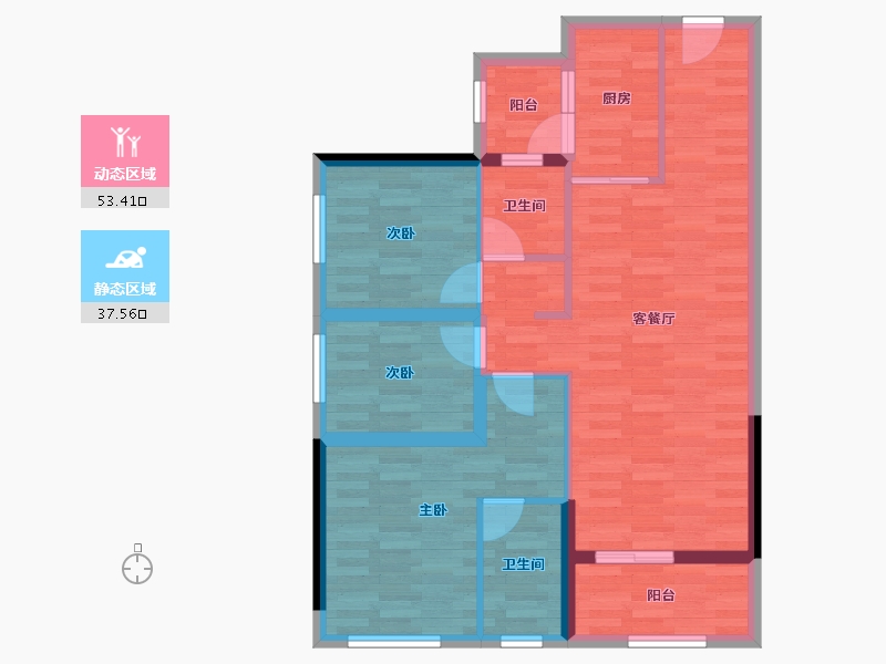 广东省-佛山市-碧桂园・凤凰湾-80.92-户型库-动静分区