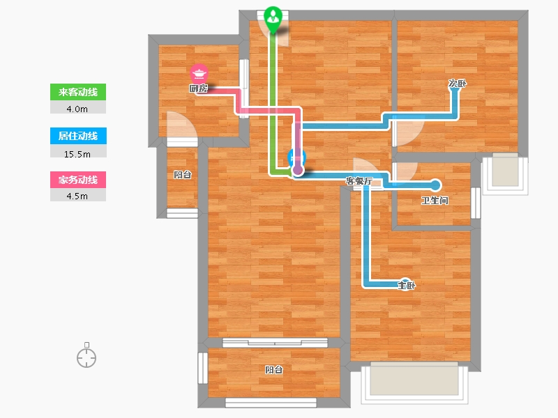 内蒙古自治区-鄂尔多斯市-东胜嘉泰华府-65.90-户型库-动静线