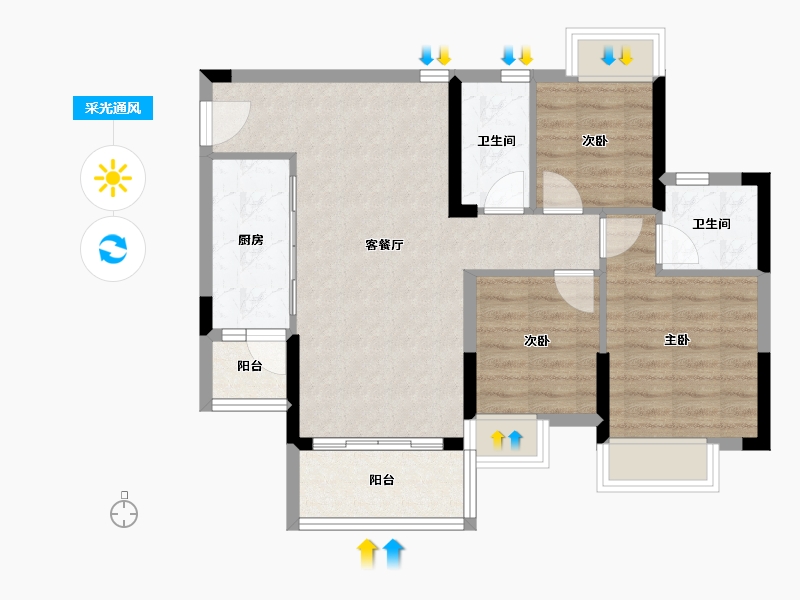 广东省-广州市-方圆・御府-72.09-户型库-采光通风