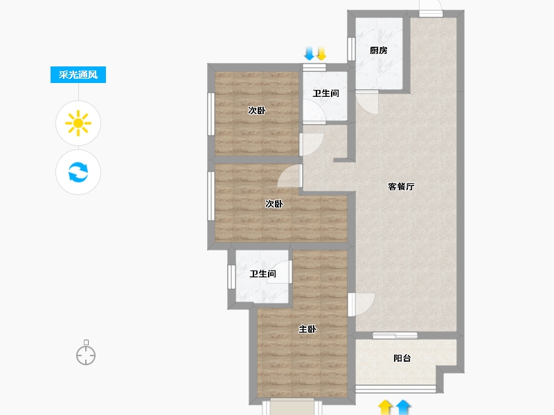 福建省-泉州市-龙湖嘉天下-81.72-户型库-采光通风