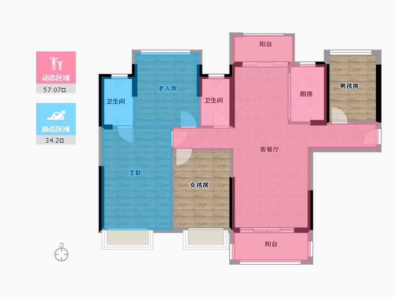 广东省-广州市-海伦堡・海琴湾-101.39-户型库-动静分区