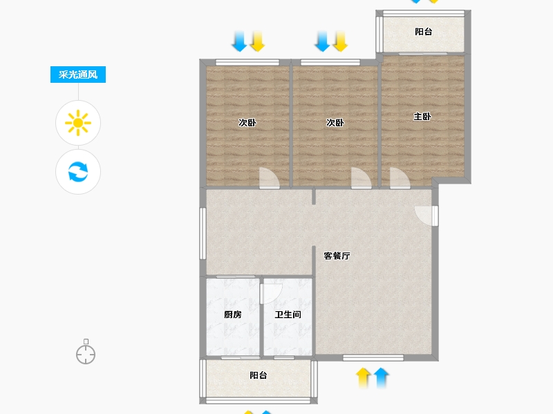 天津-天津市-益华里-110.59-户型库-采光通风