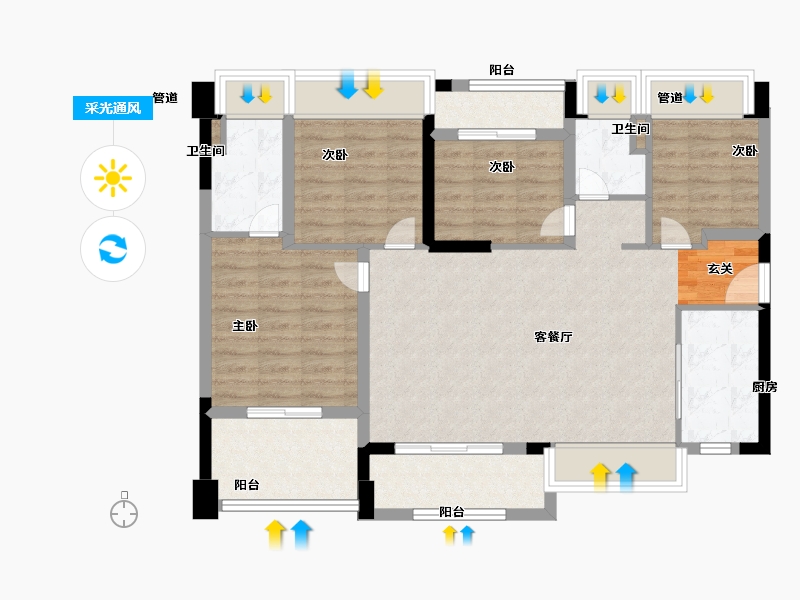 广东省-深圳市-卓越誉珑-92.99-户型库-采光通风