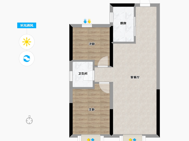 吉林省-长春市-碧桂园星钻-56.23-户型库-采光通风