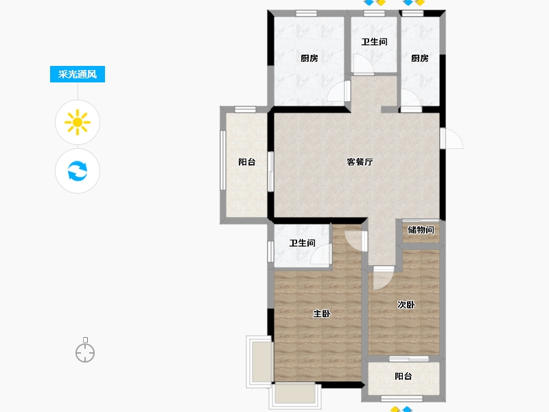 安徽省-池州市-曼哈顿MOMA国际社区-95.00-户型库-采光通风