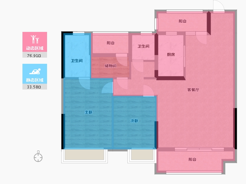 湖南省-长沙市-奥海文澜府-99.11-户型库-动静分区