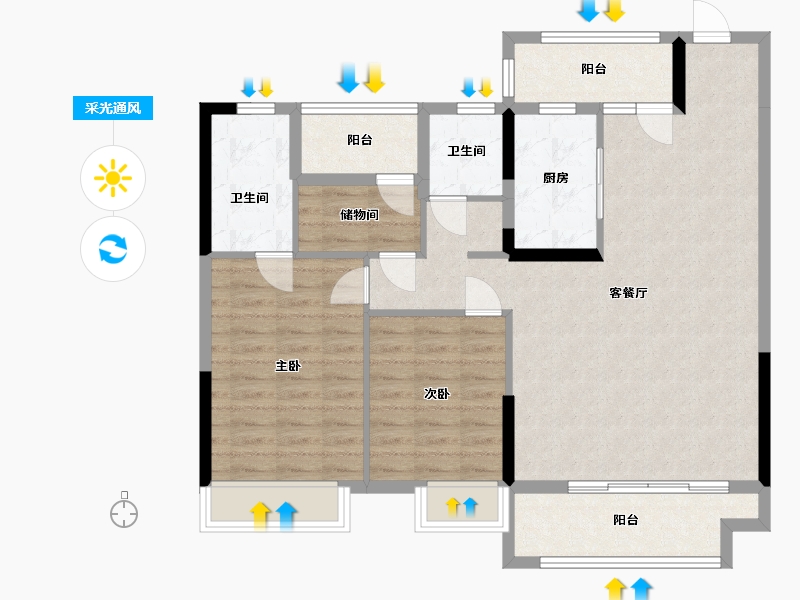 湖南省-长沙市-奥海文澜府-99.11-户型库-采光通风