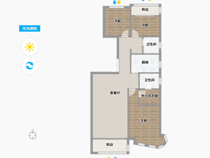 安徽省-合肥市-蓝光半岛公馆-100.36-户型库-采光通风