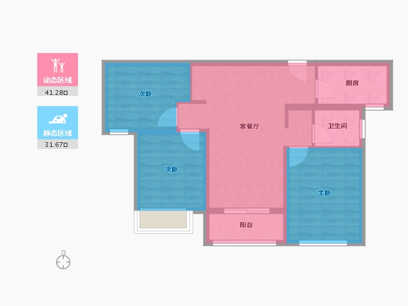 河南省-郑州市-龙湖锦艺城-64.45-户型库-动静分区