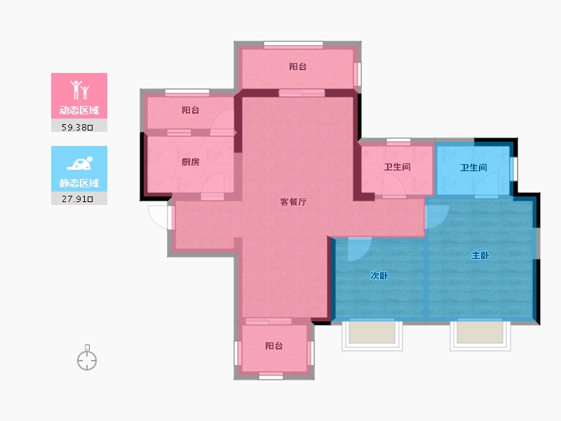 贵州省-贵阳市-中天金融城国际社区-77.19-户型库-动静分区