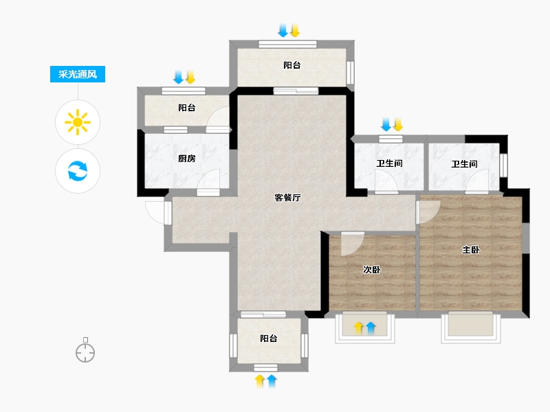 贵州省-贵阳市-中天金融城国际社区-77.19-户型库-采光通风