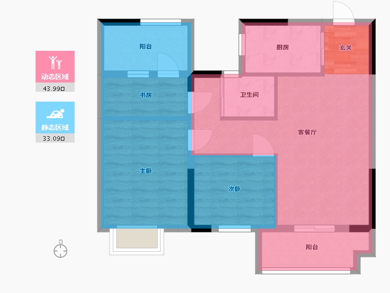 浙江省-宁波市-碧桂园湾上前�Z-68.54-户型库-动静分区