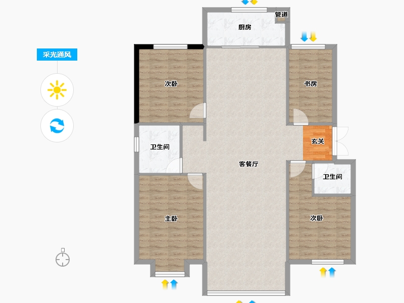 宁夏回族自治区-固原市-景园盛世华都-127.00-户型库-采光通风