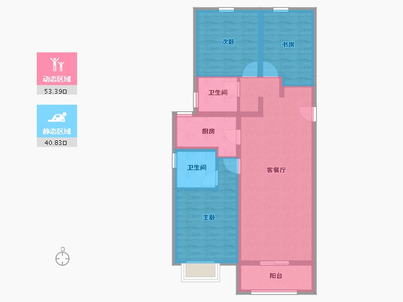 内蒙古自治区-通辽市-富力尚悦局-83.68-户型库-动静分区