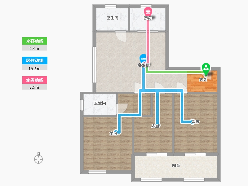 浙江省-宁波市-中北星园-89.34-户型库-动静线